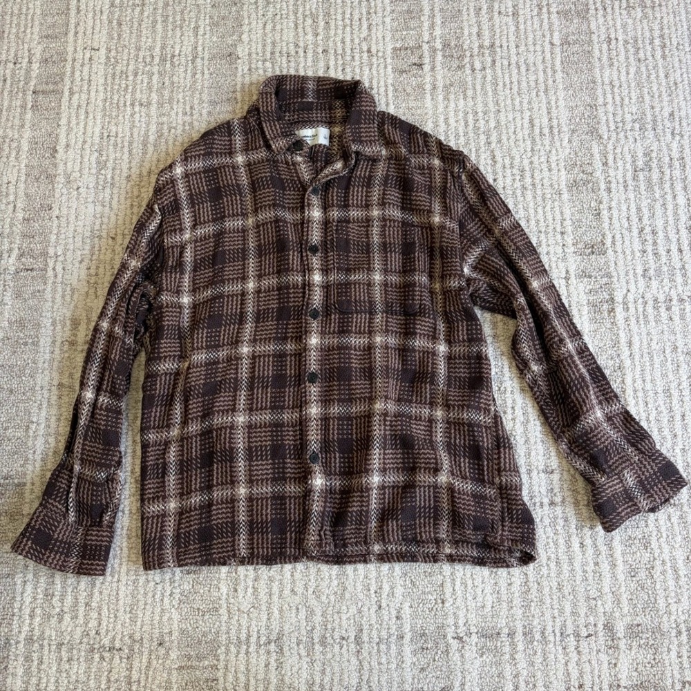 Abercrombie & Fitch Soft A&F Collection Brown Plaid Flannel Shirt Mens Large